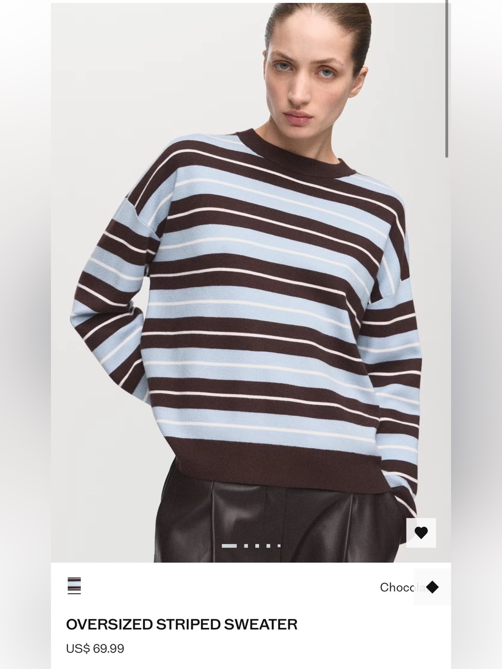 Mango Oversized Striped Sweater Brown Blue Size Small - Picture 2 of 4